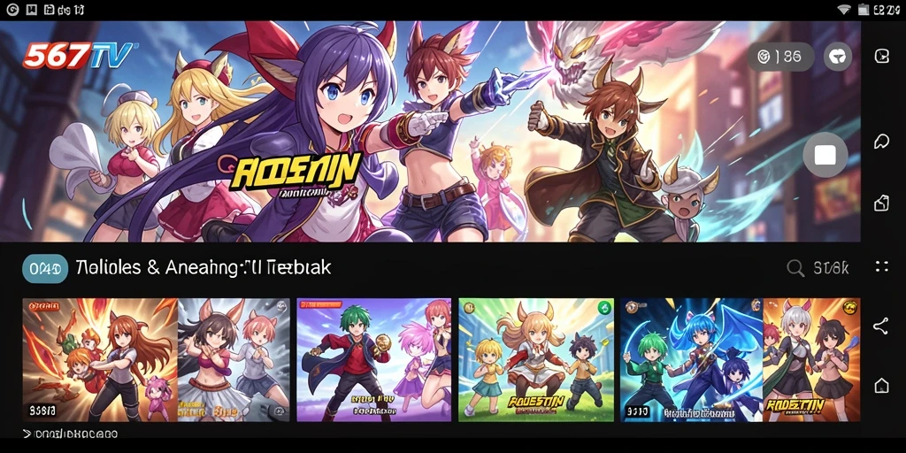 Screenshot gameplay 567TV dengan berbagai pilihan anime.