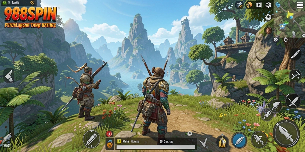 Screenshot gameplay 988SPIN dengan visual dunia terbuka yang memikat.