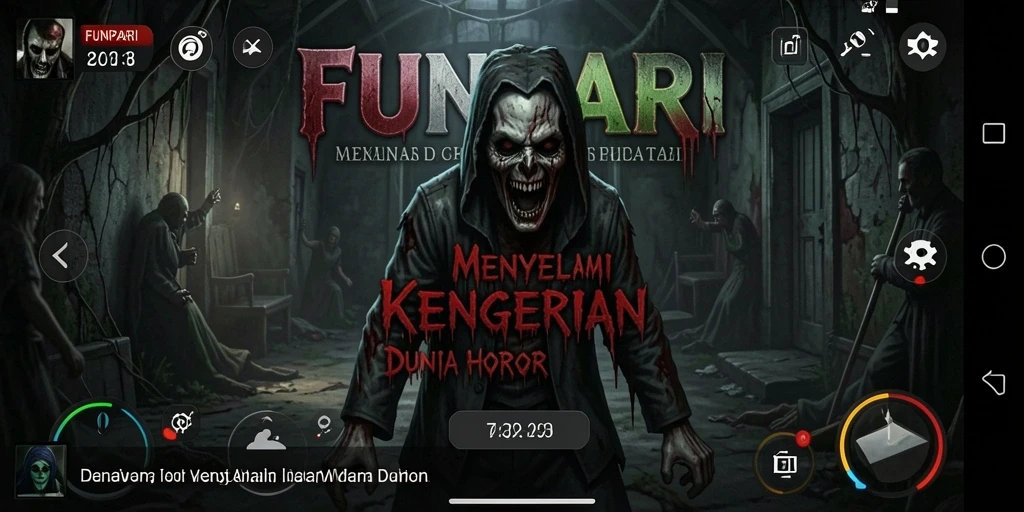 Screenshot gameplay yang menampilkan suasana mencekam dalam FUNPARI.