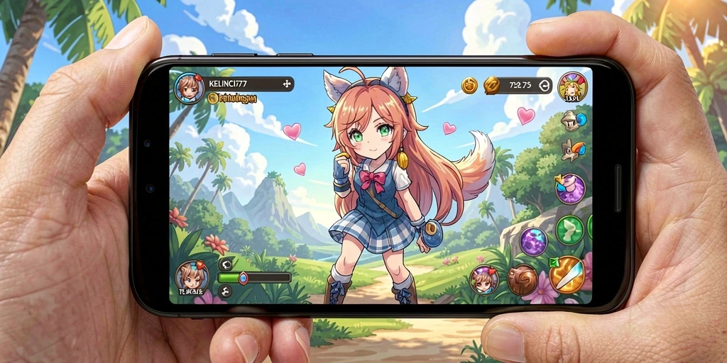 Tampilan gameplay KELINCI777 dengan karakter anime yang menarik.