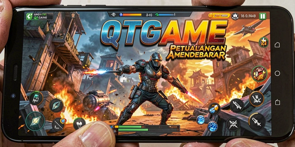 Screenshot gameplay QTGAME yang menunjukkan aksi pertarungan yang mendebarkan.