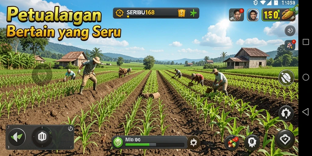 Tampilan gameplay <strong>SERIBU168</strong> saat merawat ladang dan hewan.