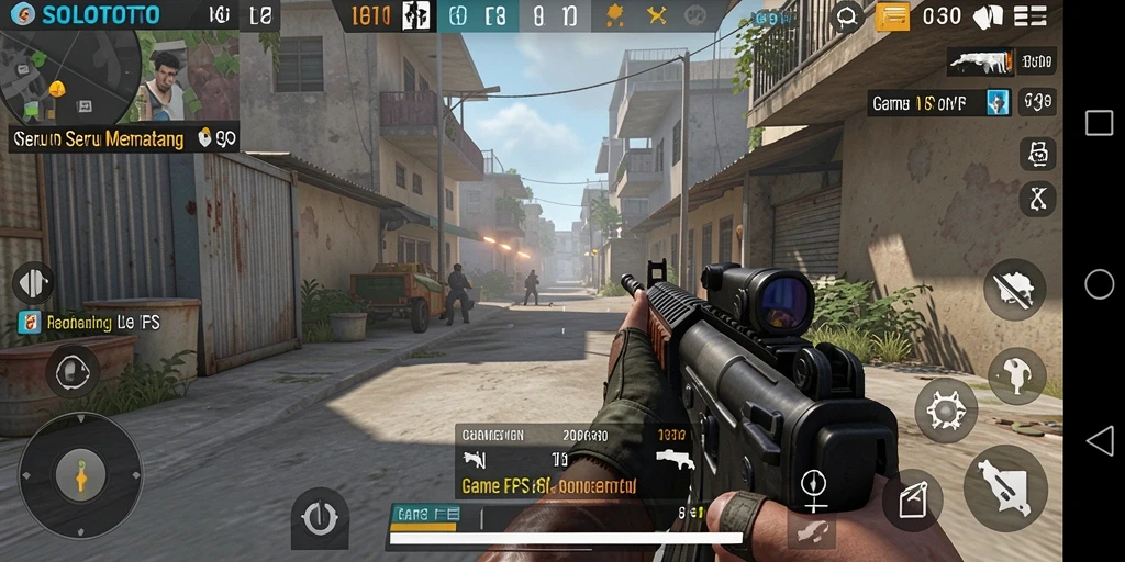Screenshot gameplay SOLOTOTO menampilkan aksi pertarungan yang intens.