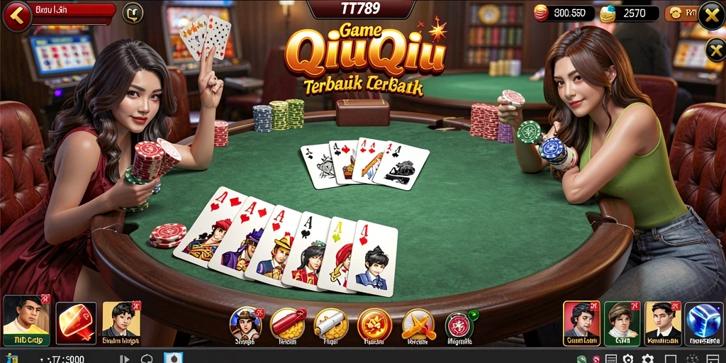 Screenshot utama TT789 menampilkan aksi seru permainan QiuQiu.