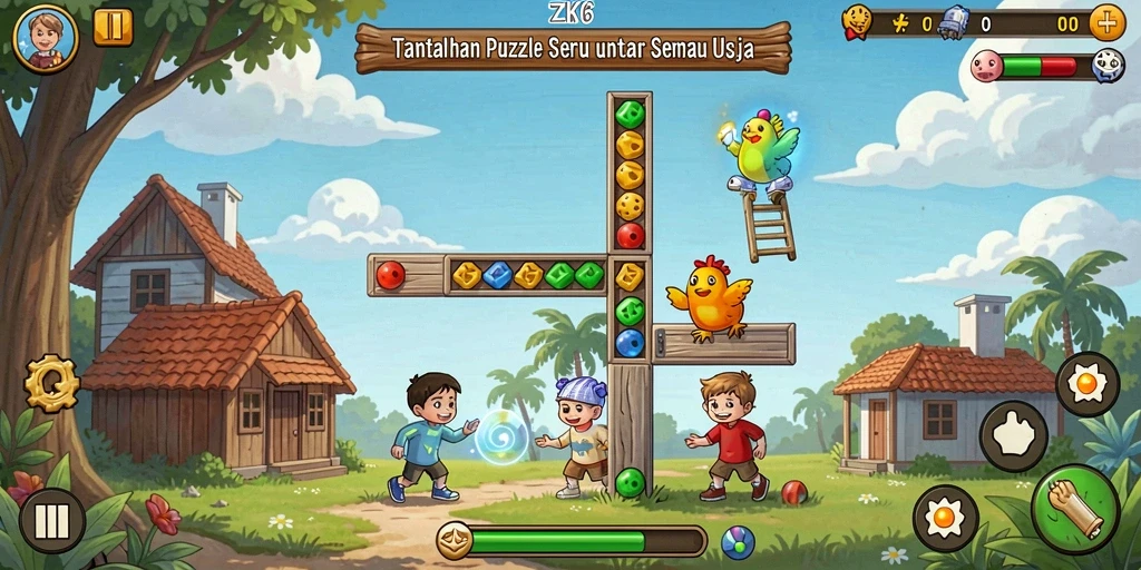 Tampilan gameplay ZK6 dengan berbagai puzzle yang menantang.